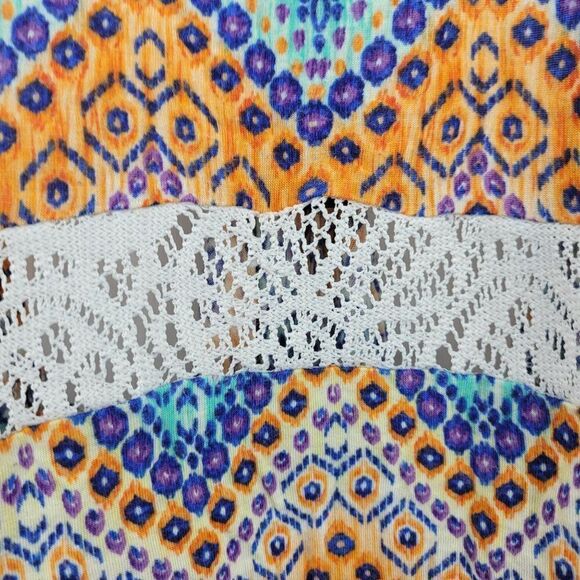 Rue21 Crop‎ Top M Rope Racerback See Through Lace Chevron Swing Hippie Festival - Picture 4 of 10